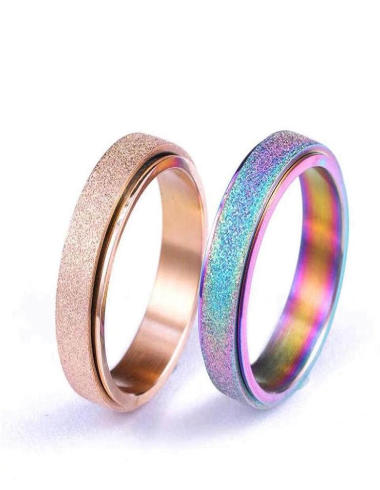 

Stainless Steel Rotatable Band Rings Gold Rainbow Finger Rotating Spinner Rings for Women Men Fashion Jewelry 2159 Q22094096