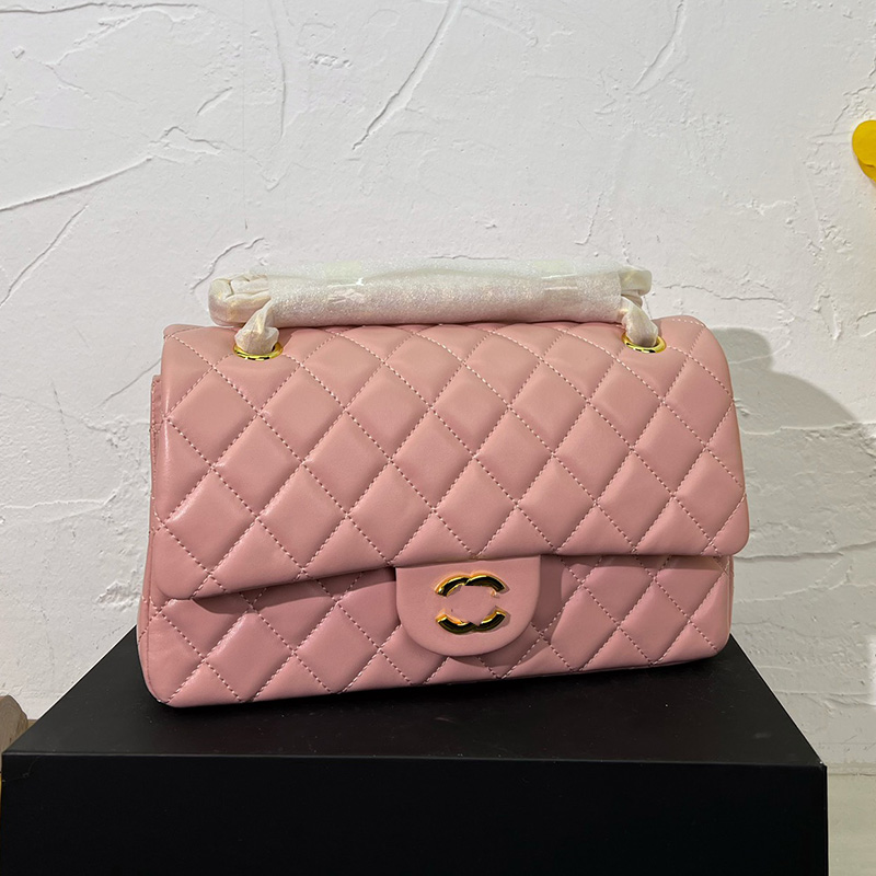 

Womens Designer Classic Double Flap Quilted Bags Diamond Lattice CF Gold Metal Hardware Matelasse Chain Crossbody Shoulder Handbags Multi Pochette Pocket 25CM, Box