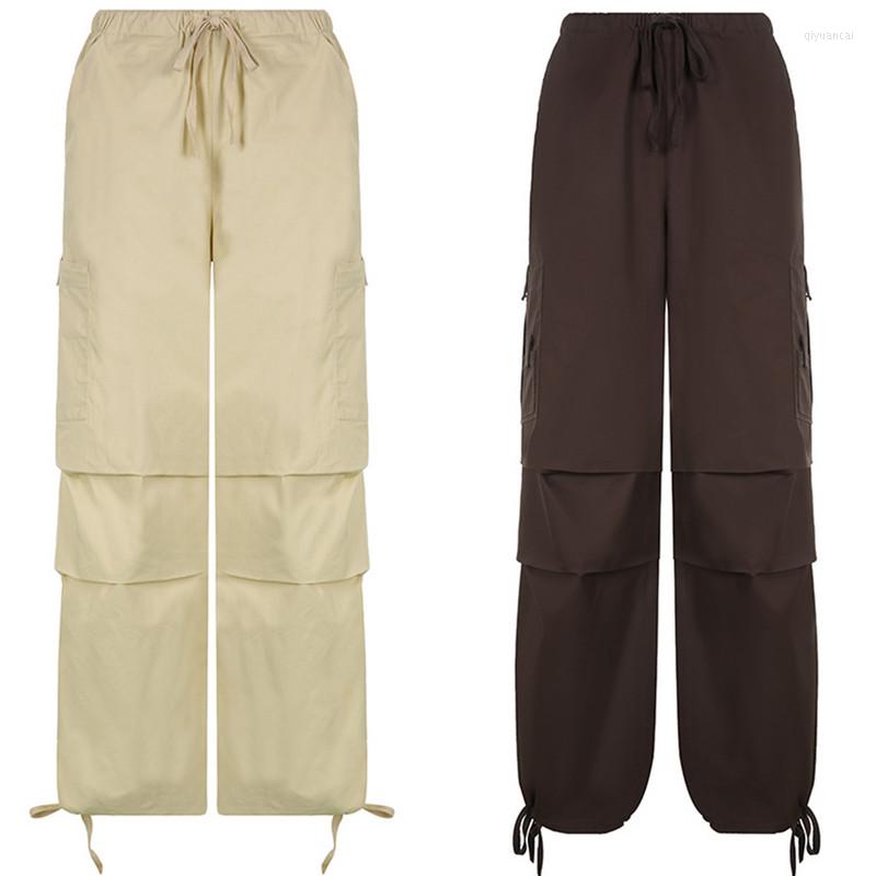 

Women' Pants Ladies Loose Cargo Spring Fall 2023 Y2k Clothes Women Leisure Style Solid Color Drawstring Wide Leg Trousers With Pockets