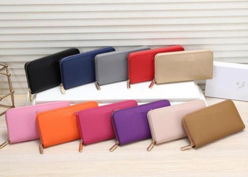

2021 Whole lady long wallet multicolor coin purse Card holder original women classic zipper pocke2027990, Red