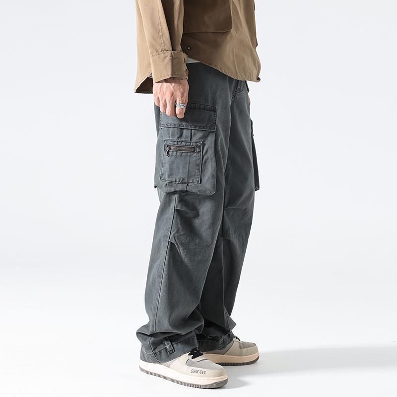 

Women' Pants  High street gray multipocket retro overalls heavy industry couple wideleg pants spring and autumn trendy brand loose trousers 230419, Silver