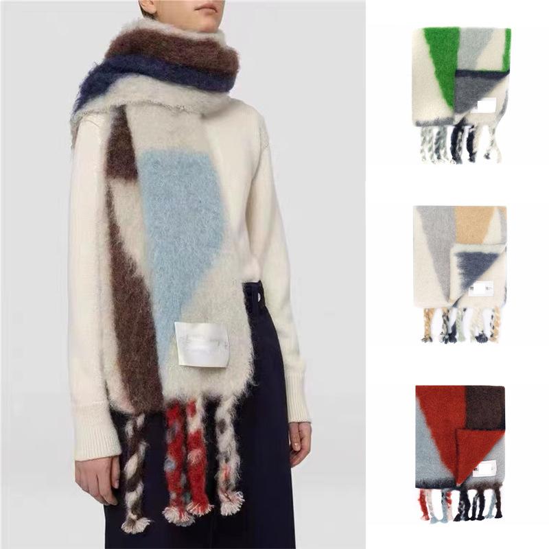 

Scarves Imitation Cashmere Scarf Women Winter Warm Gradient Plaid Shawl Wrap Bandana Pashmina Tassel Female Foulard Thick Blanket