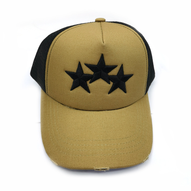 

American Classic cap Male and Female Personality Five-Pointed Star Embroidery Mesh Caps Peaked hat Breathable Sun-Proof Baseball Cap, Aspic