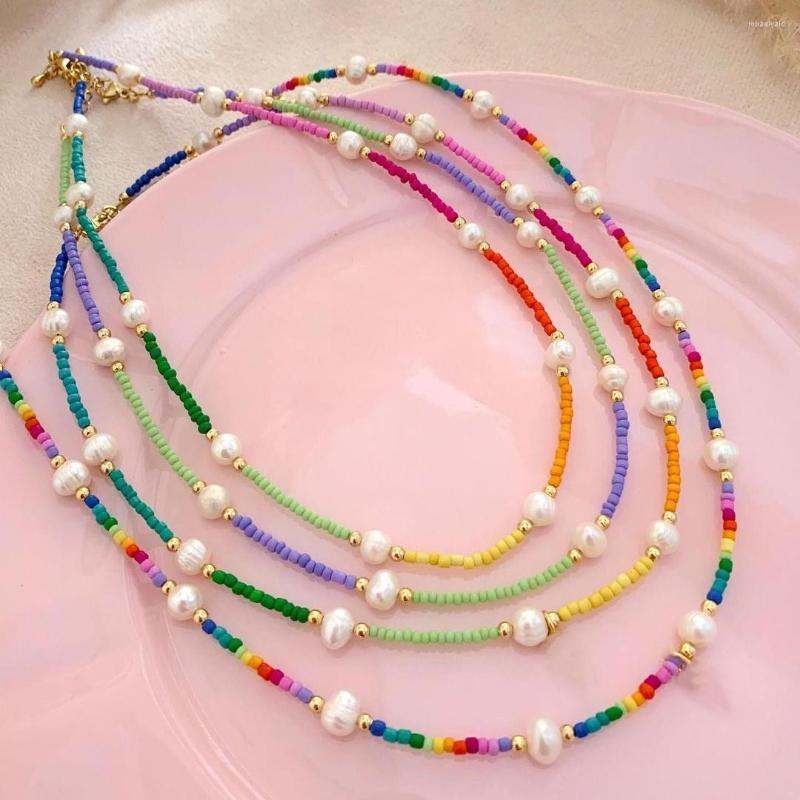 

Choker KKBEAD Boho Summer Colorful Seed Beads Necklace For Women Y2k Accessories Freshwater Pearls Necklaces Collar Jewelry
