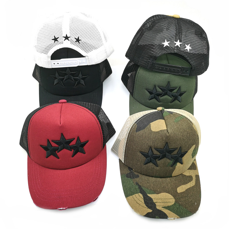 

Summer Male and Female Personality Five-Pointed Star Embroidery Mesh Caps Peaked hat Breathable Sun-Proof Baseball Cap, Aspic