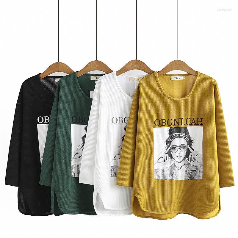 

Women's T Shirts Spring Solid Color Round Neck Loose Printed Oversized Long Sleeve Fashionable European Fashion Casual Women's Clothing, Black
