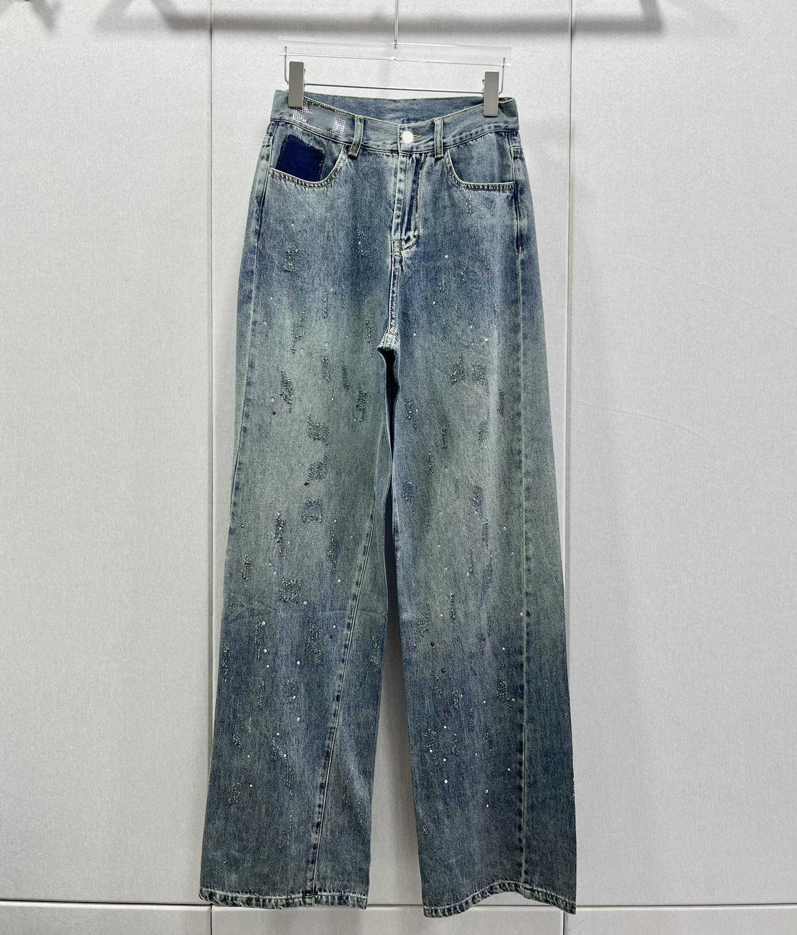 

23ss designer women jeans Womens Pants Denim jeans Versatile Hot drill blue jeans High-waisted denim trousers high quality womens clothing