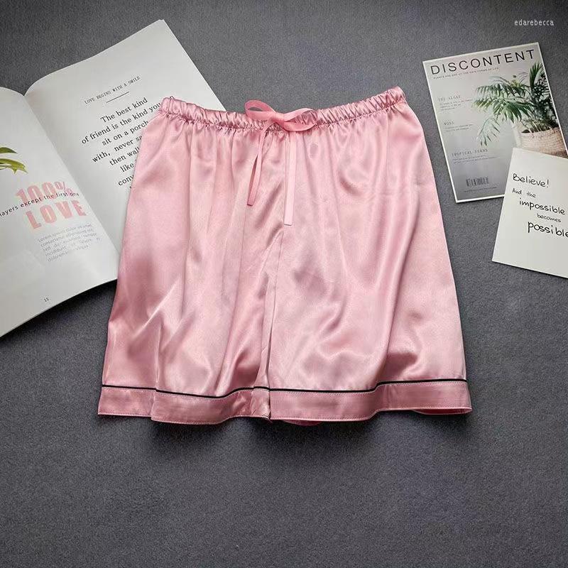 

Women's Sleepwear Woman Ice Silk Satin Pajama Shorts Summer Casual Loose Solid Smooth Homewear Lounge Elastic Waist Cool Sleep Bottoms, Green