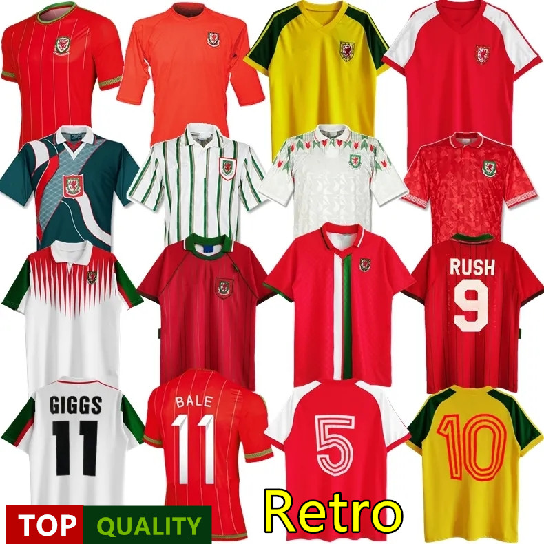 

1982 1976 2000 2002 Wales retro soccer jerseys 1991 1993 1994 1995 1996 1998 15 16 Giggs Hughes BALE Rush Boden Speed vintage classic football shirt, 1976 home