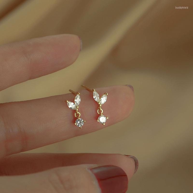 

Dangle Earrings Fashion Jewelry Dainty Exquisite Leaf Zircon Drop Trend Sweet Elegant Temperament Korea Party