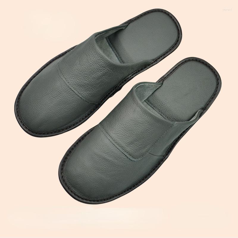 

Slippers XIHAHA Autumn Winter Indoor Shoes Men's Women Man Concise Navy Blue Slides Simple Leather Home For Men Couples, Black