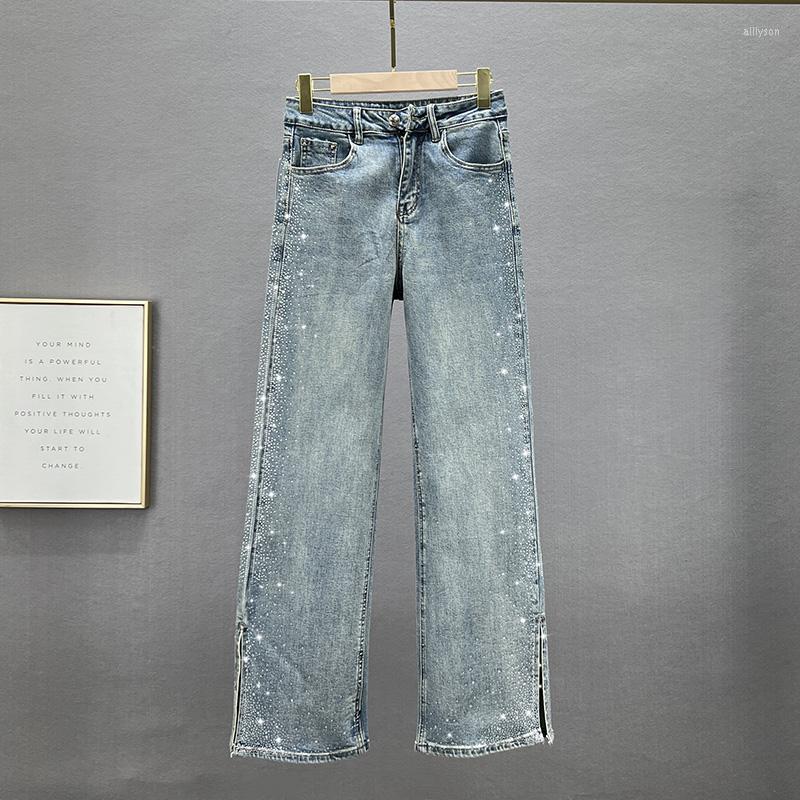 

Women' Jeans Women' Trousers 2023 Spring Cotton Stretch Loose Wide-Leg Pants Drilling Streetwear Denim Girls Lady Jean, Retro blue