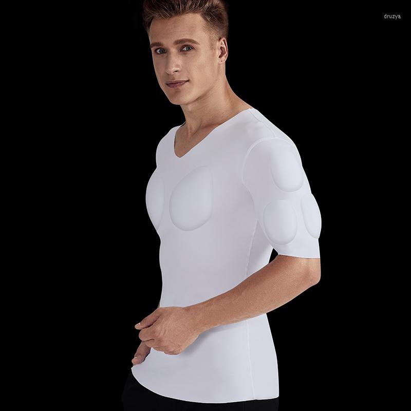 

Men's Body Shapers Tops Invisible Underwear Male Pads Shirts Big Fitness Muscles Increased Men Shaper Chest