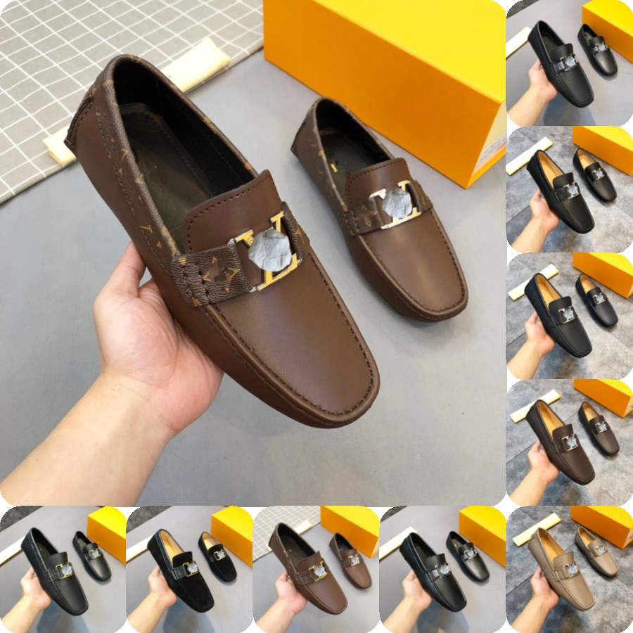 

17MODEL Brand New Fashion Mens luxurious Loafers Shoes for Men Leather Casual Moccasins Driving Boat Peas Flats Designer Black White Shoes Male Footwear, #01