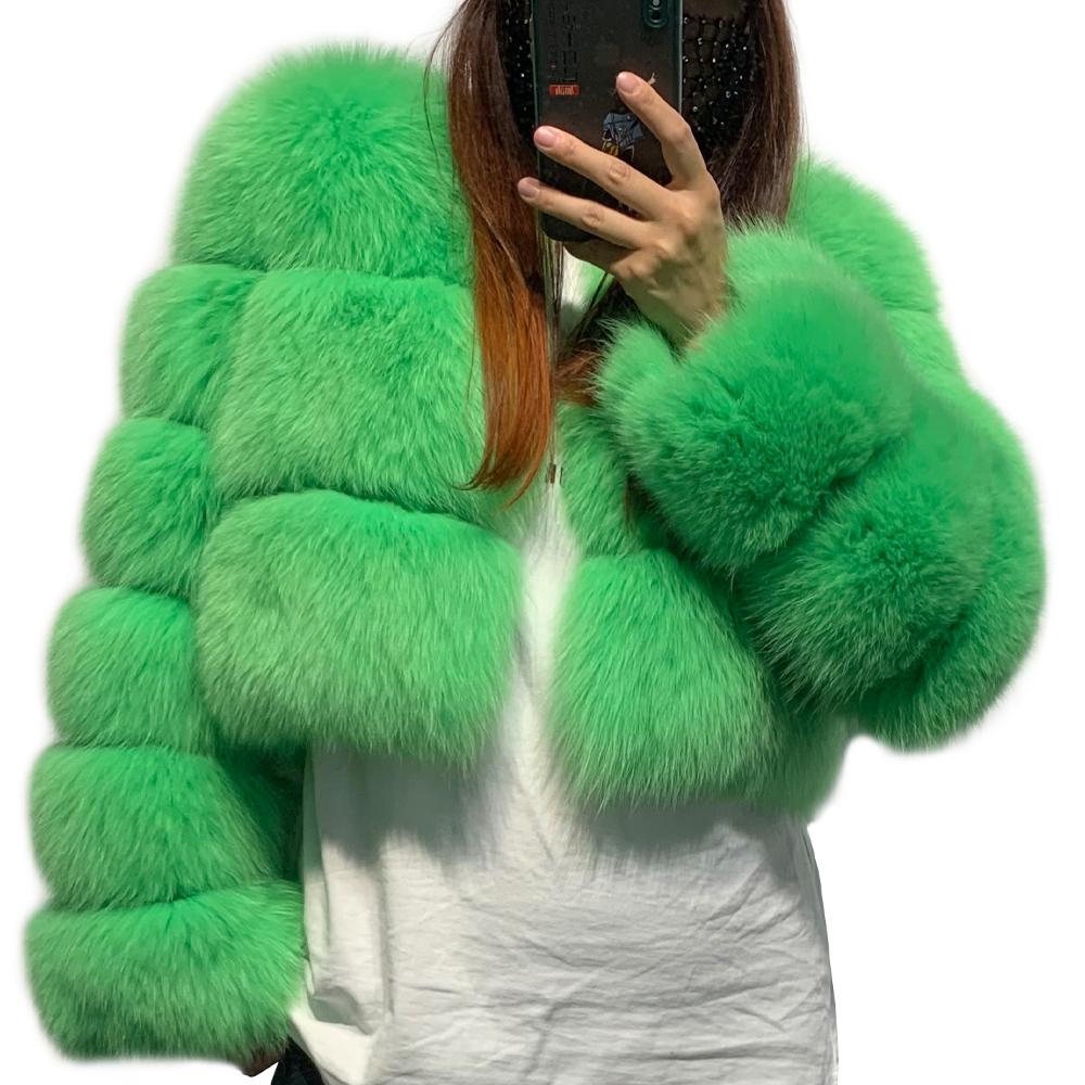 

Fur Long Sleeve Ladies Fox Jacket Women's Real Fur Coat, As show