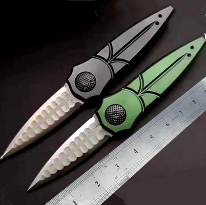 

NEW D2 steel blade MD CNC green 6061 aluminum handle Damascus steel automatic tactical knife 3361569