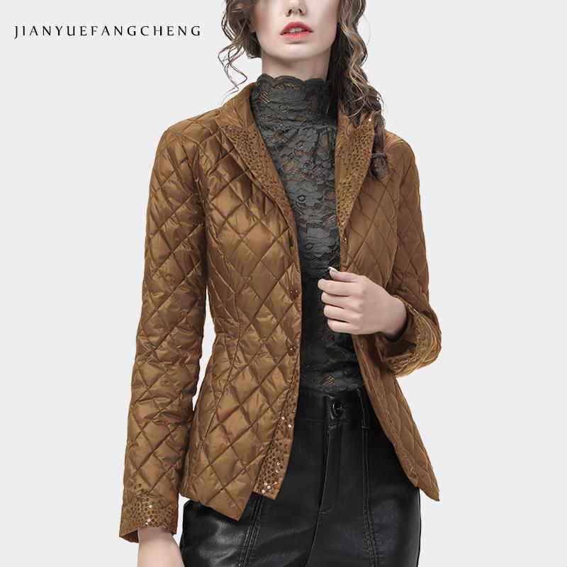 

Parkas Fashion Sequin Women Winter Down Jacket Elegant Suit Collar Slim Short Warm Thickened White Duck Down Puffer Coat Padded Parkas, Black