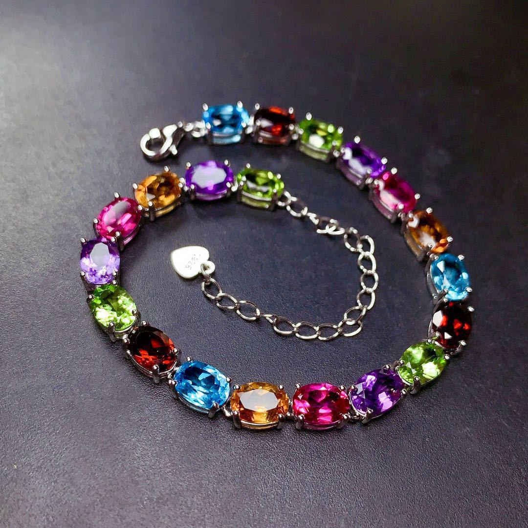 

Fashion hand chain female new designer link colorful gemstone engagement wedding jewelry wholesale 5pcs/lot