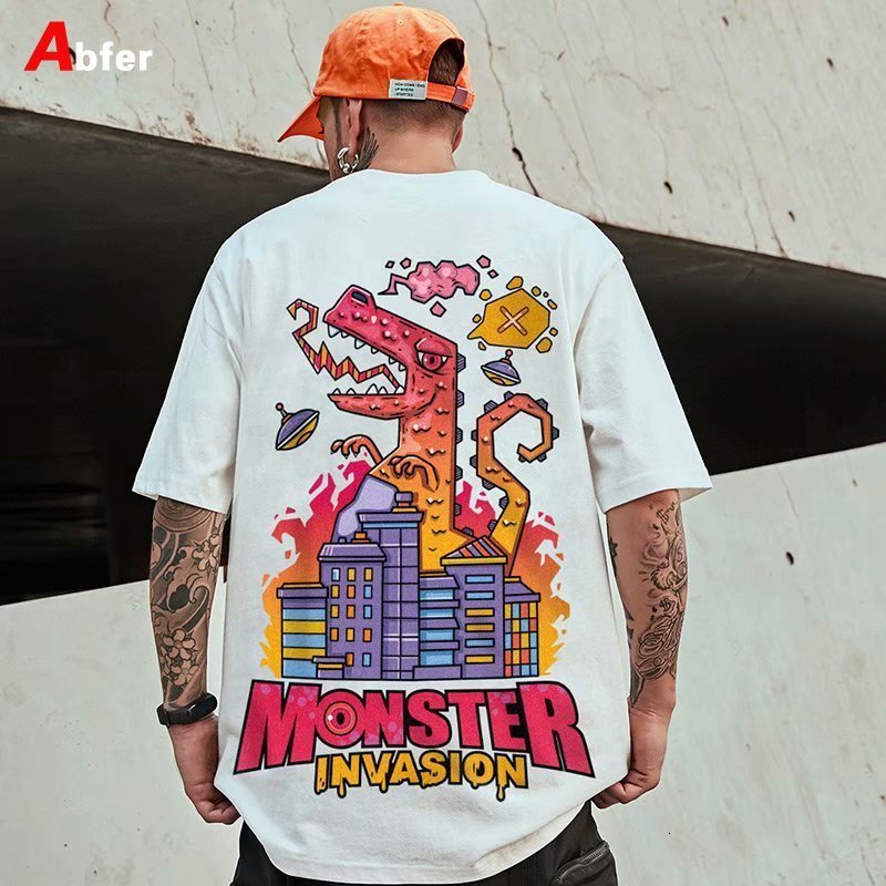

Men s T Shirts Abfer Harajuku Anime Shirt Gothic Punk Cartoon Monster Graphic Shirts Men Summer Hip Hop Oversized shirts Street ops ee 230420, W33 white