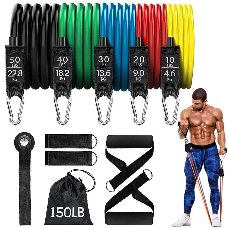 

Resistance Bands 11pcs/set 150 LBS Sport Elastic Fitness Rubber Yoga Exercise Gum Traning Tape Home Gym Equipment Expander