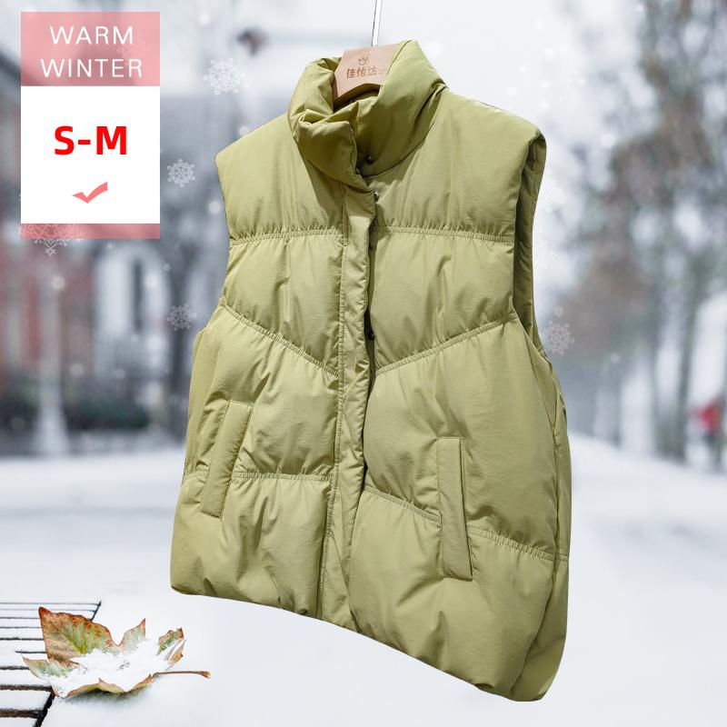 

Parkas New Winter Short White Duck Down Vest Stand Collar Female Thick Warm Sleeveless Zipper Coat Big Size Waistcoat Good Quanlity, Green