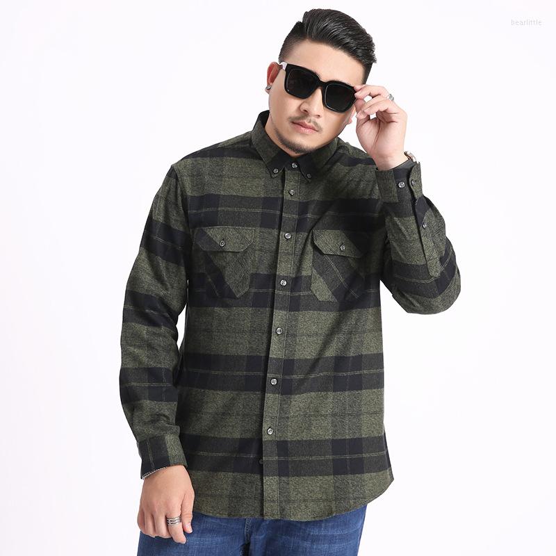 

Men's Casual Shirts VROKINO Cotton Padded Fashion Plaid Long-sleeved Shirt 2023 Autumn High-quality Business Men's Loose, Green