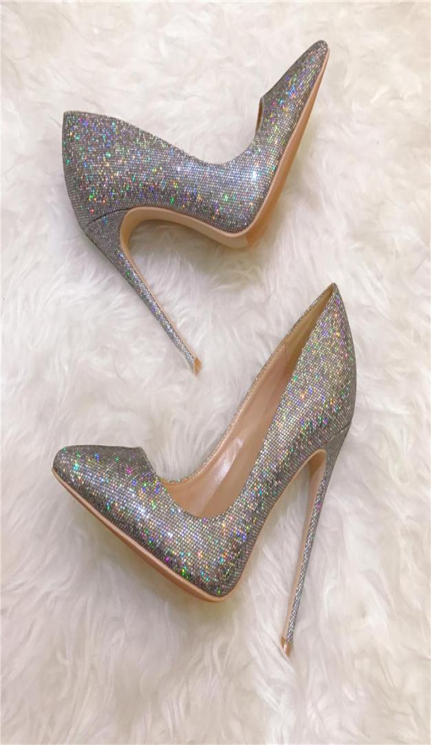 

fashion women shoes Glitter sequined Point toe thin heels High Heels Pumps Stilettos Shoes For Women 80 100 120mm4702408, Silver