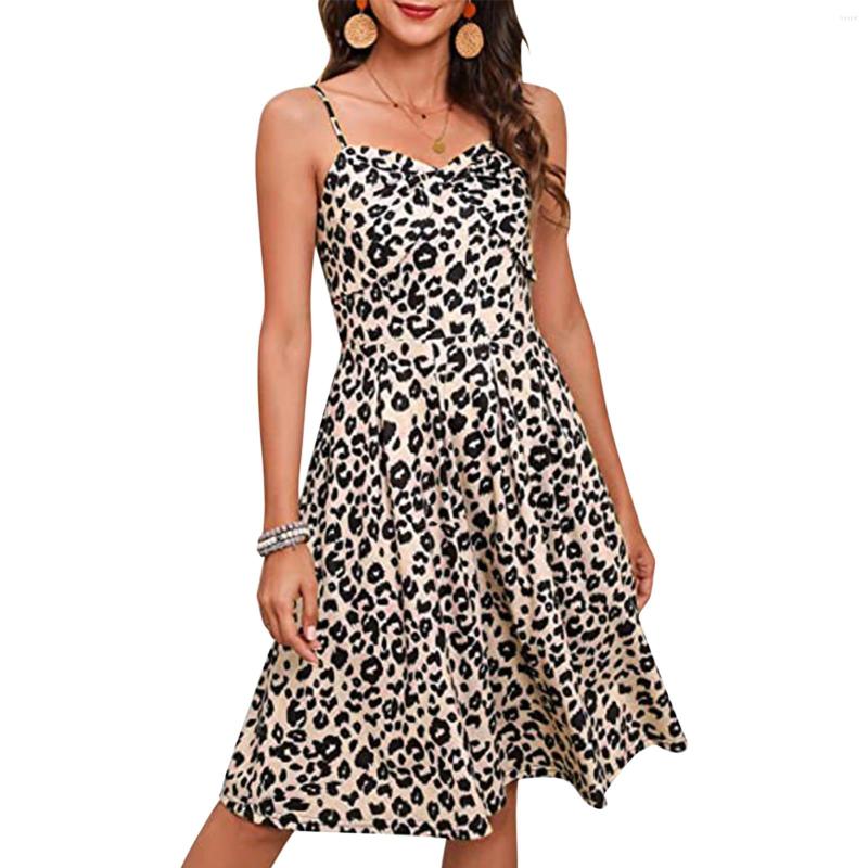 

Casual Dresses Women Summer Dress With Pockets V Neck Swing Spaghetti Strap Sundress Wedding Beach Guest, Black