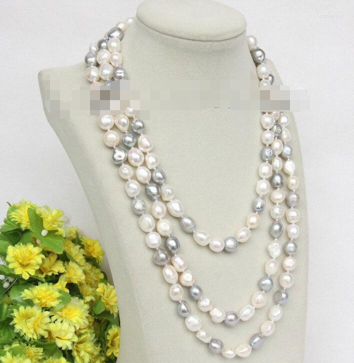 

Chains >>> Natural 62" 12mm Baroque White Gray Freshwater Pearls Necklace