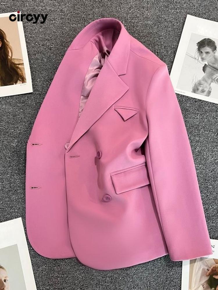 

Pants Circyy Office Lady Blazer Women Fuchsia Clothing New Simple Classic Spring Autumn Vintage Casual Female Coat Notched Collar 2022