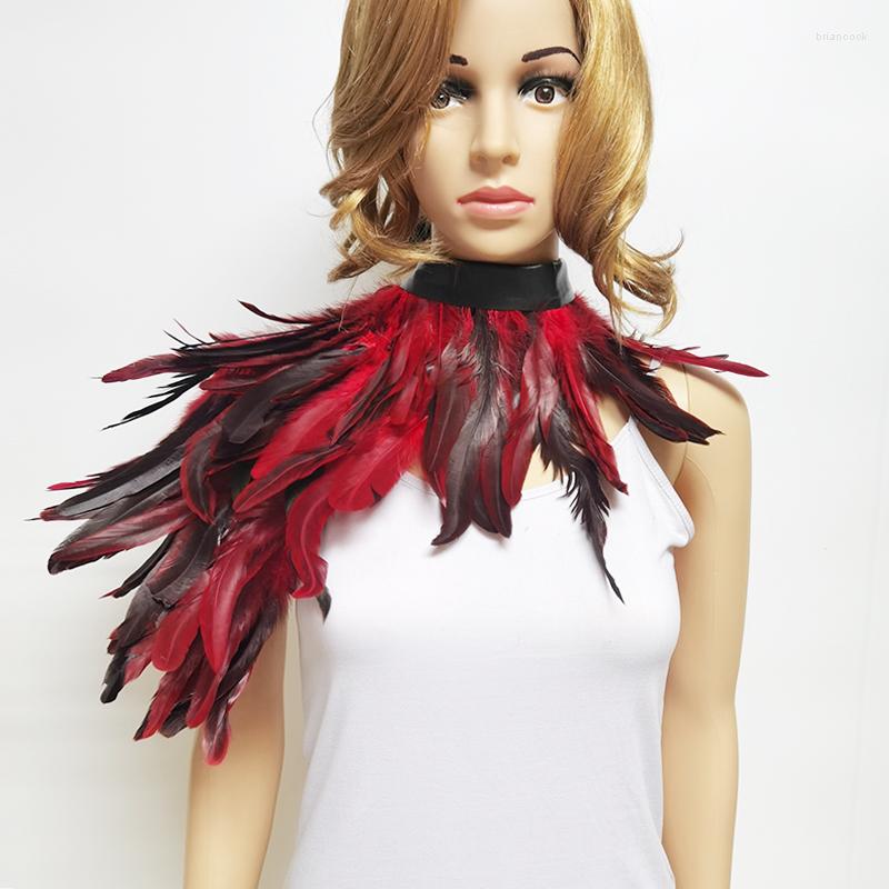 

Scarves Gothic Punk Scarf Single Shoulder Cape Feather Shawls Shrug Collar Halloween Cosplay Costume Accessories Party Props