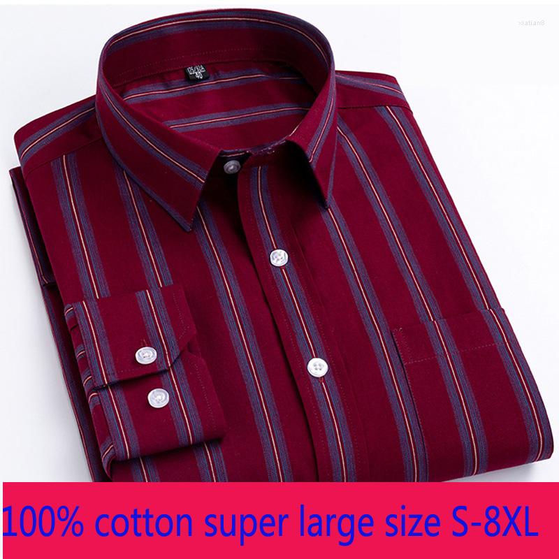 

Men's Casual Shirts Super Large Fashion Pure Cotton Plaid Long Sleeve Summer Thin Loose Men Shirt Plus Size S-5xl6xl 7xl 8xl, 9023