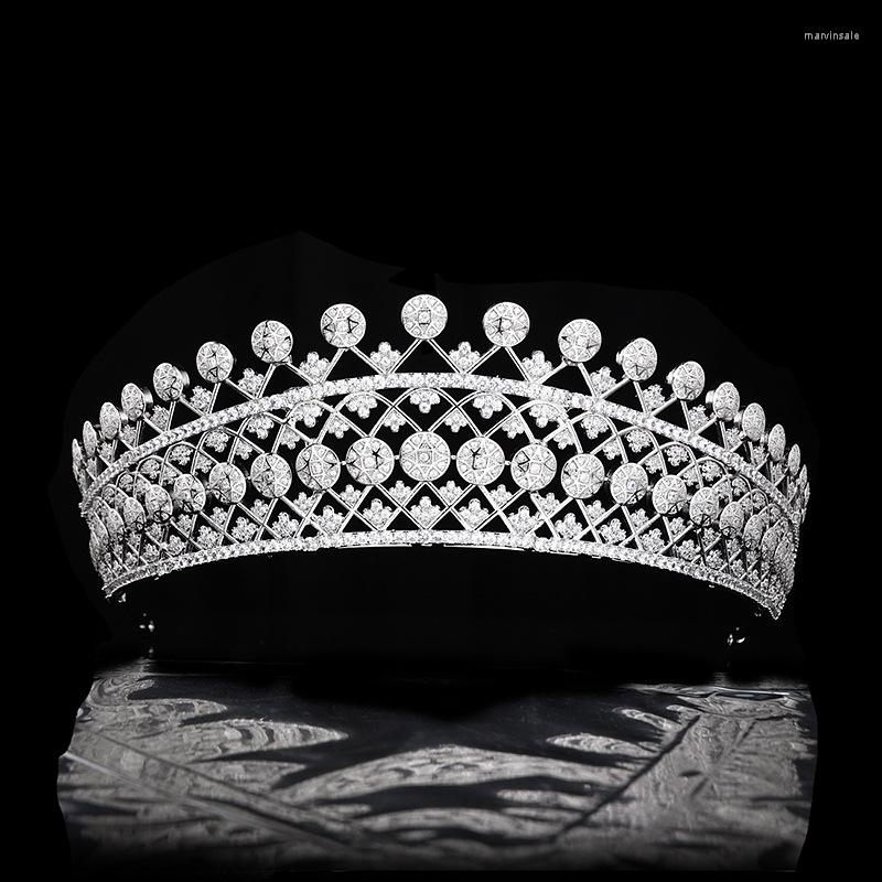 

Hair Clips Vintage Luxury Cubic Zirconia Tiara Wedding Bridal Crown HairJewelry Dress Accessories HT21024