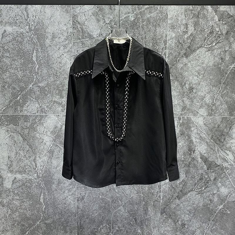 

Men's Casual Shirts Gh0687 Fashion Men's 2023 Runway Luxury European Design Party Style Clothing, Black