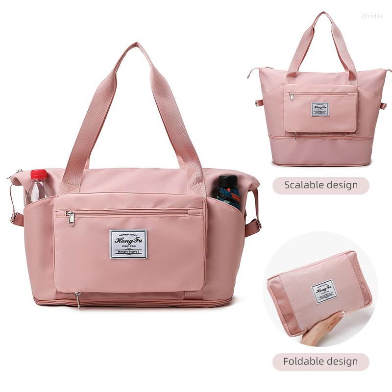 

Outdoor Bags Foldable Gym Bag Waterproof Travel Tote Luggage For Women Multifunctional Duffle Handbag Dry Wet Fitness Shoulder XA88B, Pink
