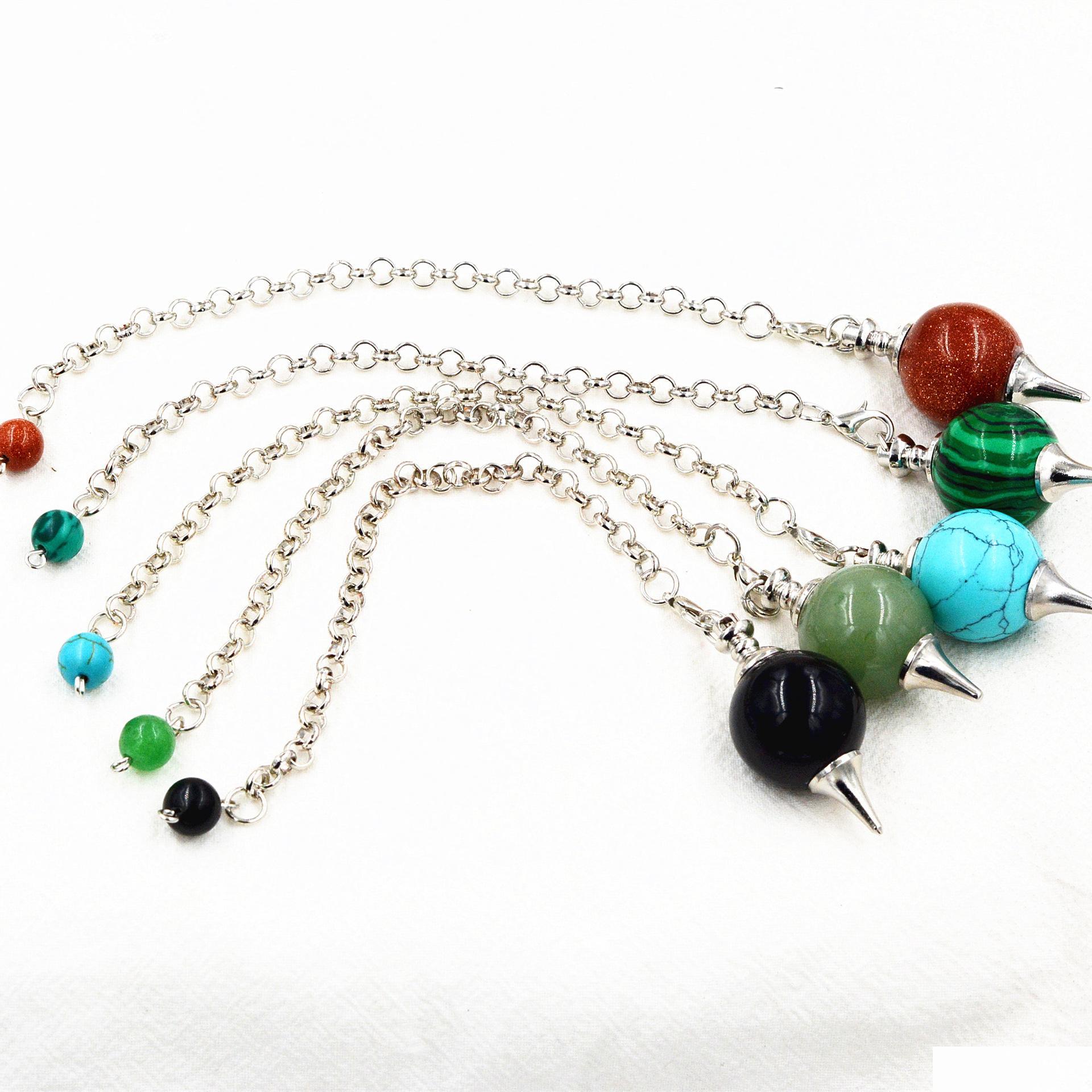 

Pendant Necklaces Fortunetelling Reiki Pendum For Dowsing Natural Stone Crystal Red Agates Circar Cone Charm Pende Divination Neckla Dhfbg