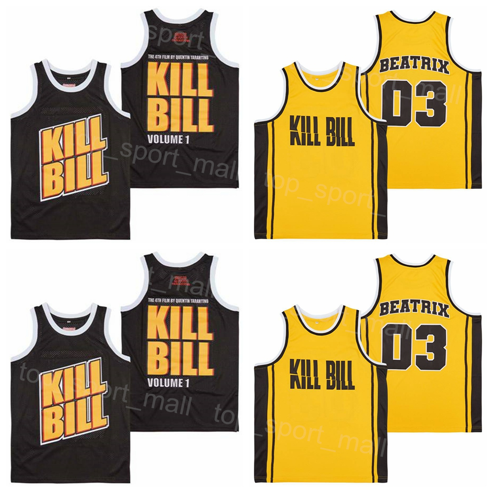 

Movie Basketball Video KILL BILL Jersey 1 Volume and 03 Beatrix Retro For Sport Fans Pure Cotton Black Yellow Retire Breathable Vintage HipHop Pullover College Men