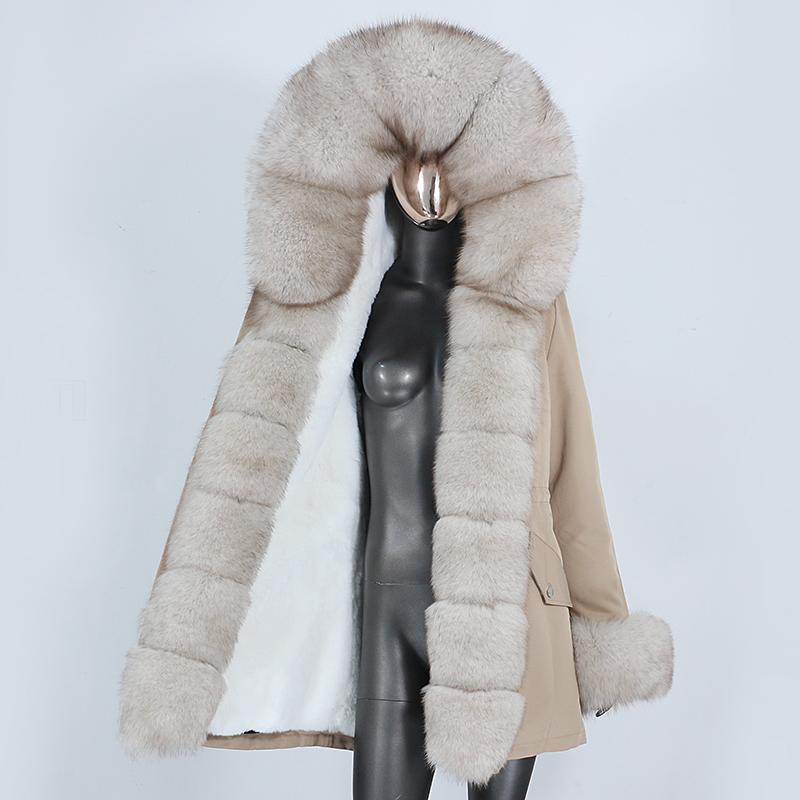 

Fur 2022 New Fashion Winter Jacket Women Waterproof Long Parka Real Fur Coat Natural Fox Fur Collar Hood Warm Streetwear Detachable, Beige natural d