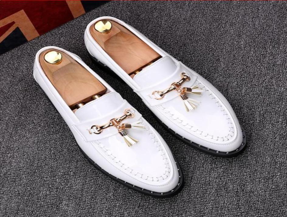 

Luxury Patent Leather Shoes Men Tassel Penny Loafers Black Casual Shoes Fashion Man Moccasin wedding Party Shoe S2176714172, Gold