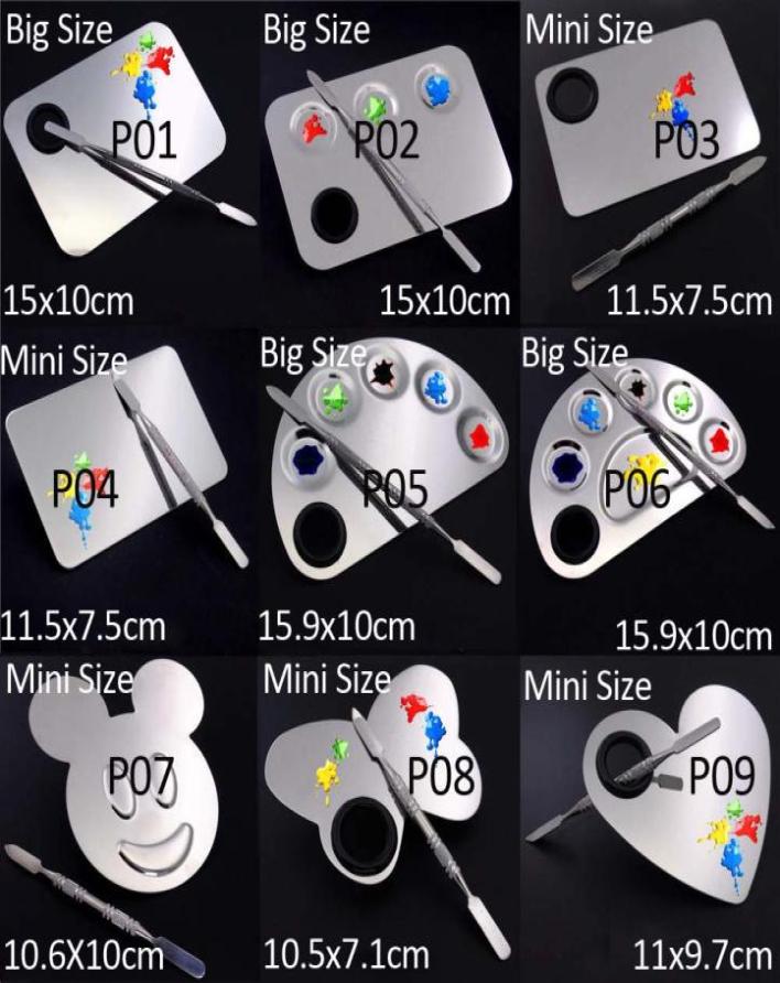 

Stainless Steel Paint Palette color Tray Mixing Rod Spatula Set For Nail Art paint Supply School Supplies Watercolor Oil Painting 1975609