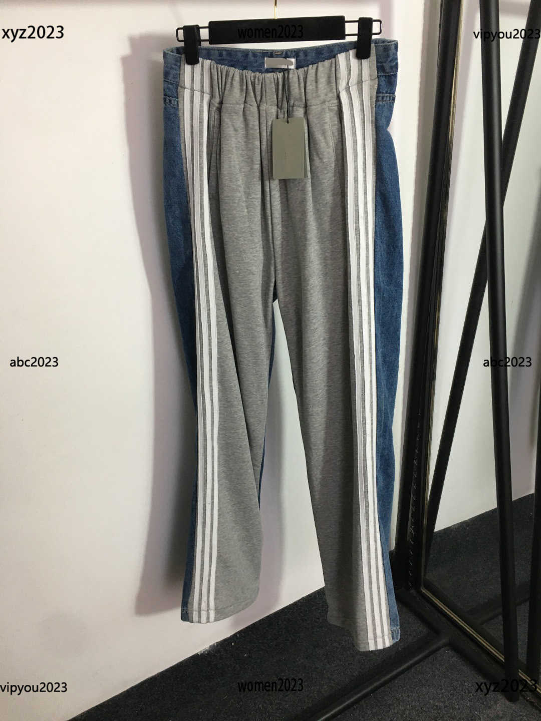 

jeans womens Striped decoration pants Free shipping Splicing design denim pants Fashion casual trousers New Products, #3