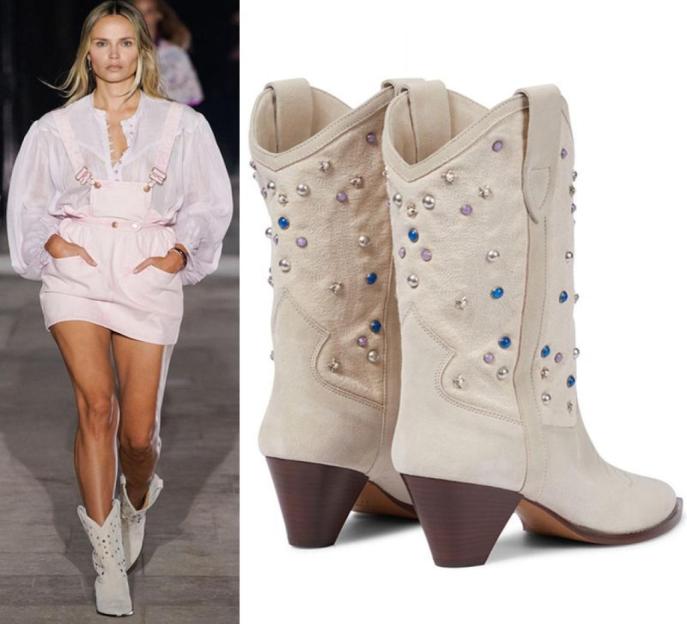 

Autumn and Winter Ankle Boots Chunky Low Heel Pointed Toe Suede Boot Embossed Rivet Western Cowboy Shoes Fashion Casual Shoe6169784, Beige