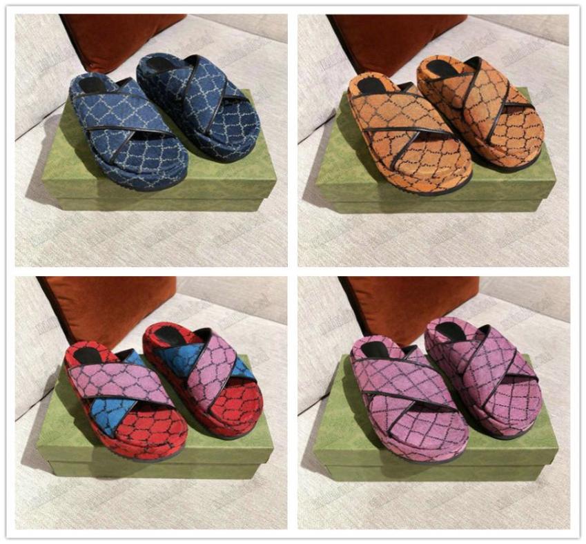 

Angelina Canvas Flatform Sandals Oversized Slippers Crossover strap Multicolor Platform Sandal Flat Slides Sandals Embroidery jacq1281476, Black