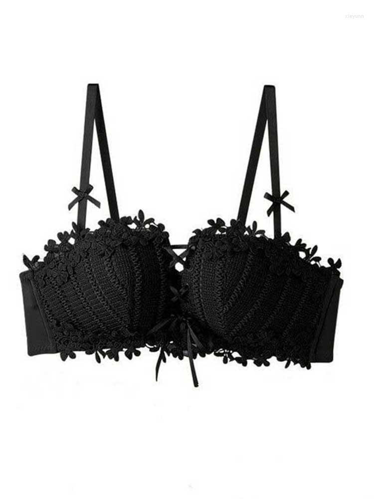 

Bras Floral Embroidery For Women Tied Lingerie Seamless Bra Bralette Wireless Brassiere Female Underwear Intimates Sujetador, Pink