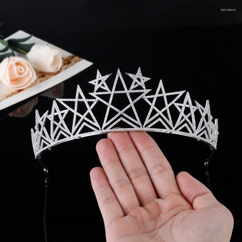 

Hair Clips European And American Star Zircon Crown Bridal Wedding Headdress Dress Accessories Princess Birthday