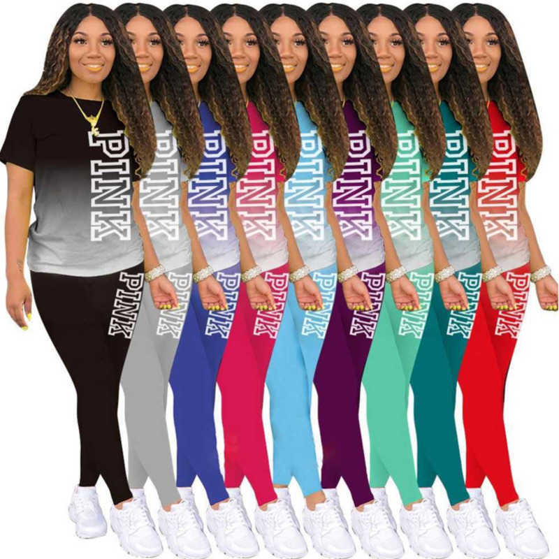 

Women Tracksuits Two Pieces Set Designer 2023 New Summer Digital Printing Gradient Fashion Casual Sportwear Plus Size 3XL, Light blue