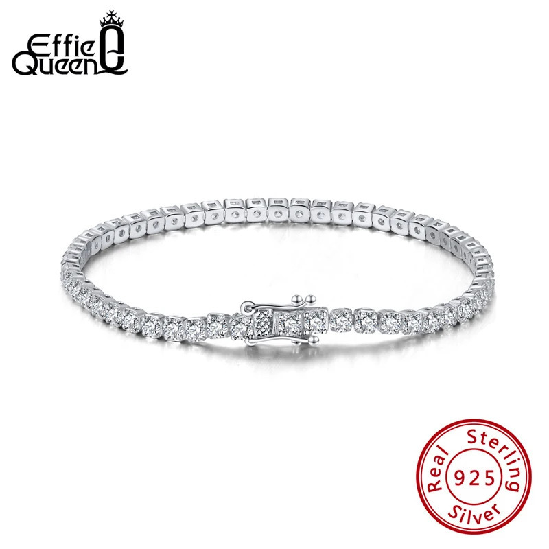 Bangle Effie Queen 100% 925 Sterling Silver Tennis Bracelets Pave Clear Cubic Zirconia 14K Gold Bangle Jewelry Gift for Women Men SB61 231118