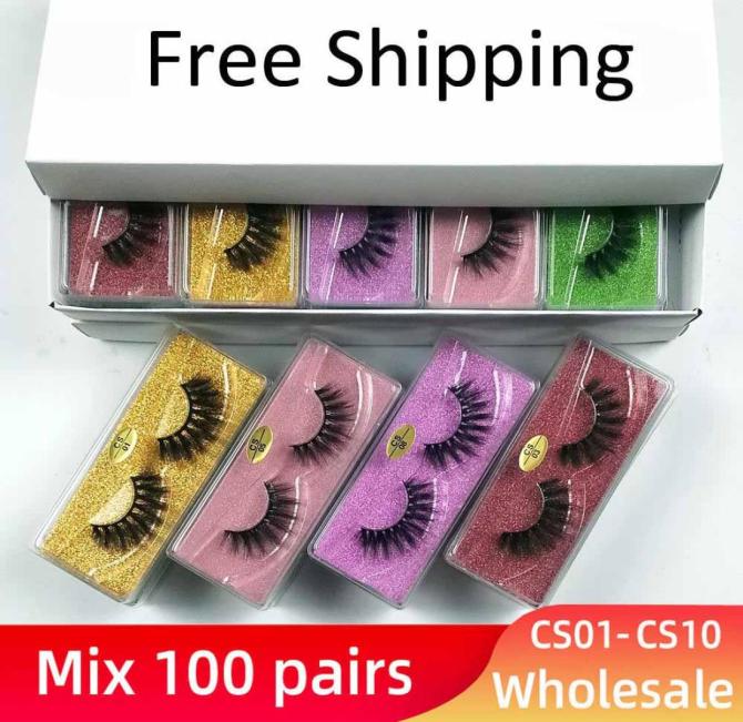 

Mink Eyelashes Bulk Whole mix 10 styles Pack Natural Thick False Lashes Handmade Makeup Cotton stalk soft Lengthen7247884