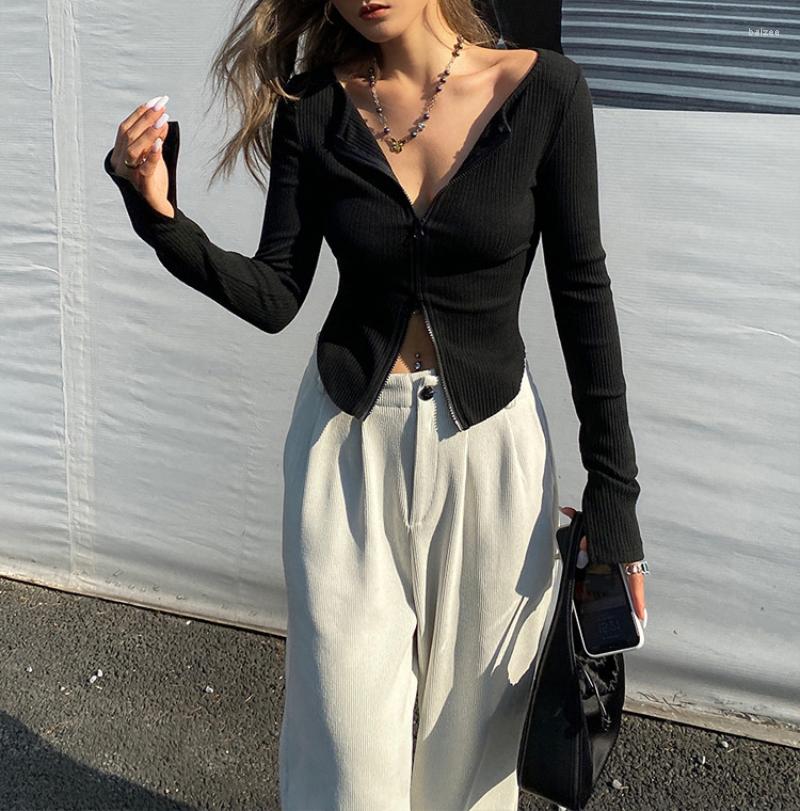 

Women' Knits Zipper Sweater Cardigan Female Spring 2023 Women Solid Fashion Design Small Japanese Slim Top Korean, Black