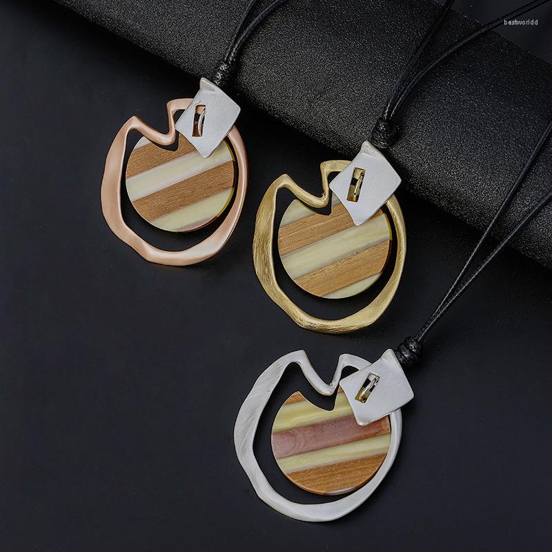 

Pendant Necklaces Wooden & Pendants Women Round Circular Circle Bohemian Vintage Statement Fashion Jewelry For Party Presents